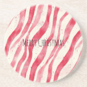 Rode Witte Candy Canes Kerst   Zandsteen Onderzetter (Voorkant)