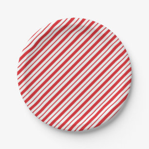 Rode Witte Candycane Strepen Vakantie Kerstmis Papieren Bordje