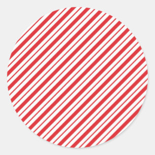 Rode Witte Candycane Strepen Vakantie Kerstmis Ronde Sticker