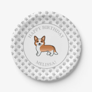 Rode & Witte Cardigan Welsh Corgi Verjaardagsfeest Papieren Bordje
