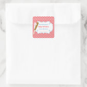 Rode/Witte Chevron Baseball Baby shower Boekplaat Vierkante Sticker (Tas)