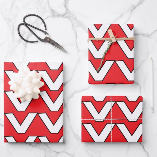 Rode Witte Chevron Streep Inpakpapier Vel (Voorkant)