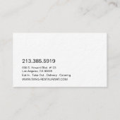 Rode Witte Chinese restaurantrestaurant Chef Cater Visitekaartje (Achterkant)