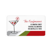 Rode witte cocktail Martini vakantie Adresetikette Etiket (Voorkant)