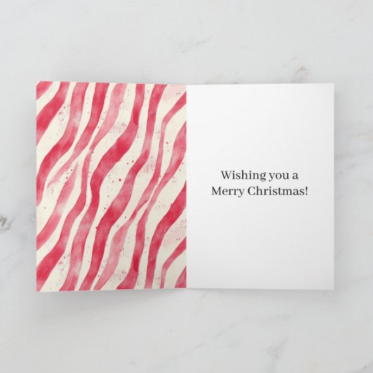 Rode Witte Crème Pepermunt Strepen Kerst Kaart (Binnen)