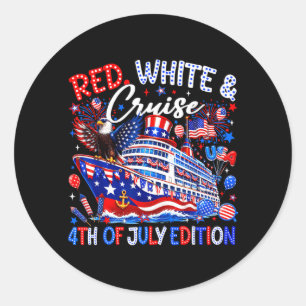 Rode Witte Cruise 4 juli Editie Familie Ronde Sticker