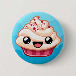 Rode/Witte Cupcake - Happy Jump Ronde Button 5,7 Cm