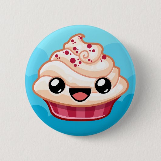 Rode/Witte Cupcake - Happy Jump Ronde Button 5,7 Cm (Voorkant)