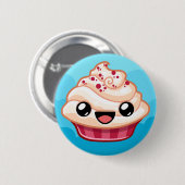 Rode/Witte Cupcake - Happy Jump Ronde Button 5,7 Cm (Voorkant /achterkant)