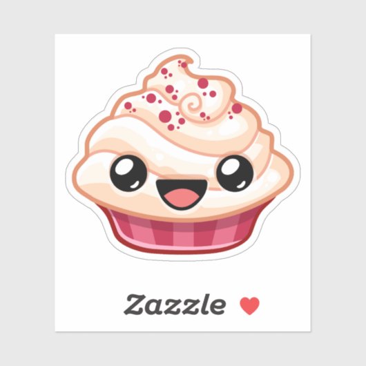 Rode/Witte Cupcake - Happy Jump Sticker (Vel)