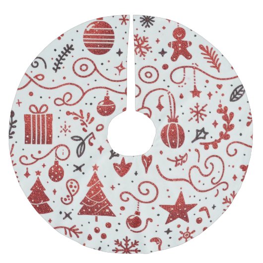 Rode Witte Decoratieve Kerstboom Vloerkleed Rok (Voorkant)