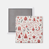 Rode Witte Decoratieve Kerstmagneet Magneet (Voorkant / Achterkant)