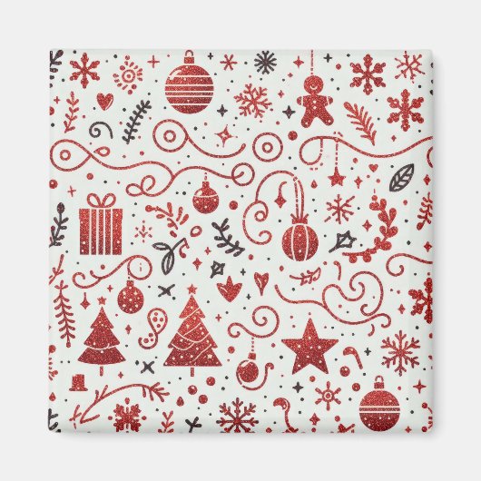 Rode Witte Decoratieve Kerstmagneet Magneet (Voorkant)