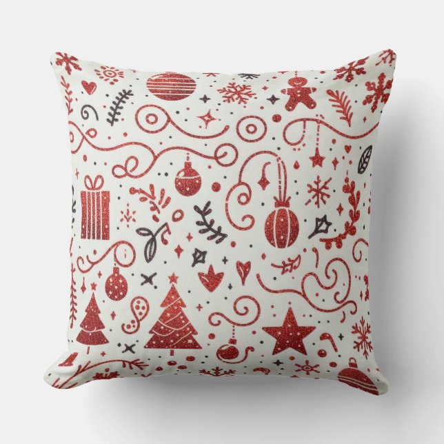 Rode Witte Decorative Kerst Kussenhoes Kussen (Voorkant)