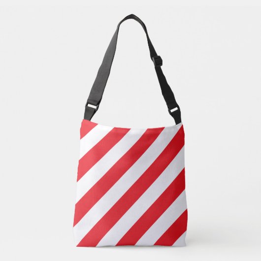 Rode witte diagonale strepen crossbody tas (Voorkant)