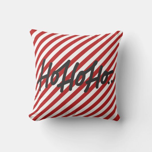 Rode Witte Diagonale Strepen Feestdag Kerstmis HO Kussen (Voorkant)