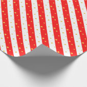 Rode Witte Diagonale Strepen & Stippen Cadeaupapier (Hoek)
