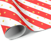 Rode Witte Diagonale Strepen & Stippen Cadeaupapier (Rol Hoek)