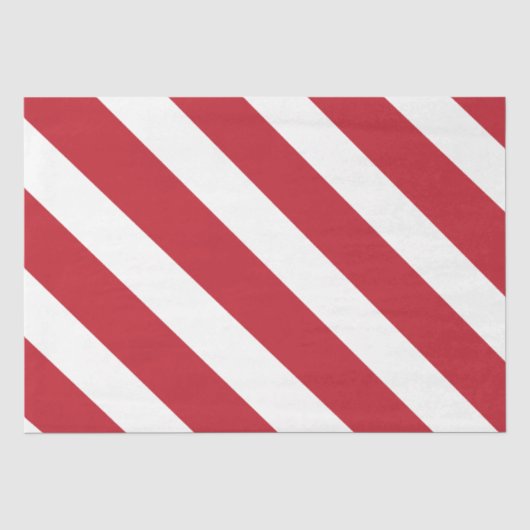 Rode Witte Diagonale Strepen Tissuepapier (Voorkant)