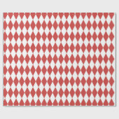Rode Witte Diamant Kerst Cadeaupapier (Vlak)