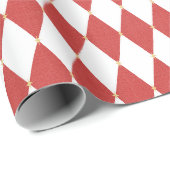 Rode Witte Diamant Kerst Cadeaupapier (Rol Hoek)