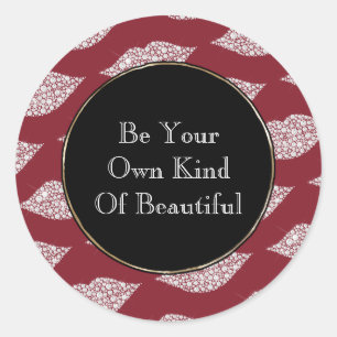 Rode witte diamanten lippen ronde sticker