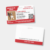 Rode Witte Diensthond Foto ID QR Code Badge (Voor- en achterkant)