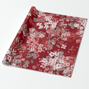 Rode Witte Ditsy Bloem Pastel Boho 70s Vintage Cadeaupapier