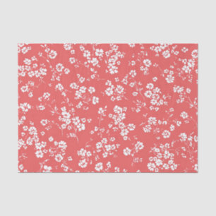 Rode Witte Ditsy Pastel Boho 70s Vintage Bloem Tissuepapier