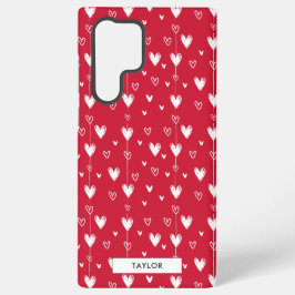 Rode Witte Doodle Harten Patroon Gepersonaliseerde Samsung Galaxy Hoesje