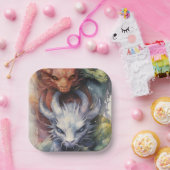 Rode witte draken papieren bordje (Feest)