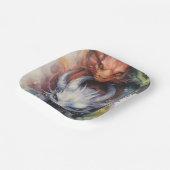 Rode witte draken papieren bordje (Gebogen)