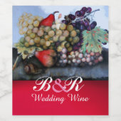 RODE WITTE DRUIVEN, DRUIVEN, PEREN, Bruiloft Wijn Etiket (Enkel label)