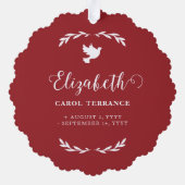 Rode witte duif voor altijd in ons hart Foto Ornament Kaart (Achterkant)