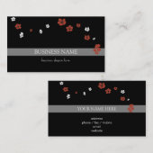 Rode Witte Elegante Bloemen Visitekaartje (Voorkant / Achterkant)