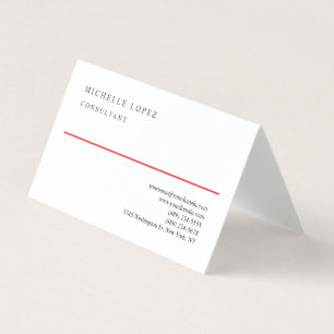 Rode Witte Elegante Eenvoudige Professionele Linne Visitekaartje