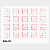 Rode Witte Elegante Golflijn Rand Trouw Vierkante Sticker (Vel)