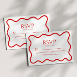 Rode Witte Elegante Golflijn Trouw RSVP Kaart
