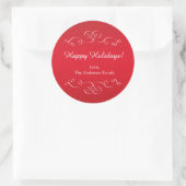 Rode Witte Elegante Kerstvakantie Sticker Label (Tas)
