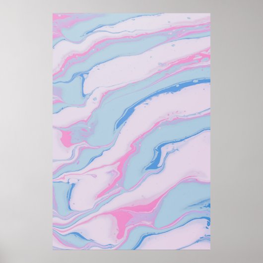 RODE WITTE EN ABSTRACTE BLAUWE BEDEKKEN POSTER (Voorkant)