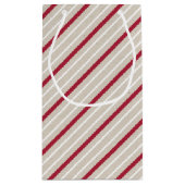 Rode, witte en beige strepen klein cadeauzakje (Achterkant)