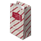 Rode, witte en beige strepen klein cadeauzakje (Voorkant Gekanteld)