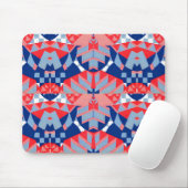 rode witte en blauwe abstracte afdruk #1 muismat (Met muis)