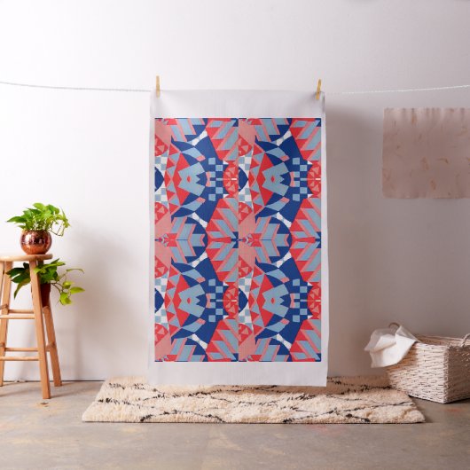 rode witte en blauwe abstracte afdruk #1 stof (Voorbeeld)