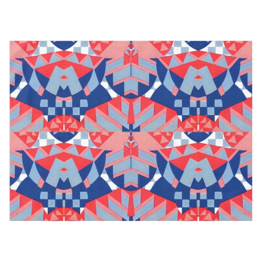 rode witte en blauwe abstracte afdruk #1 tafelkleed (Voorkant (Horizontaal))