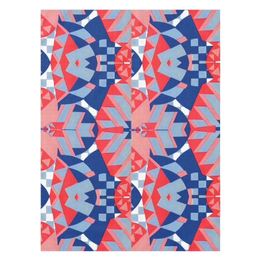 rode witte en blauwe abstracte afdruk #1 tafelkleed (Voorkant)