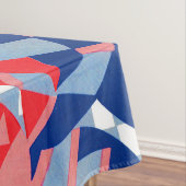 rode witte en blauwe abstracte afdruk #1 tafelkleed (Voorbeeld)