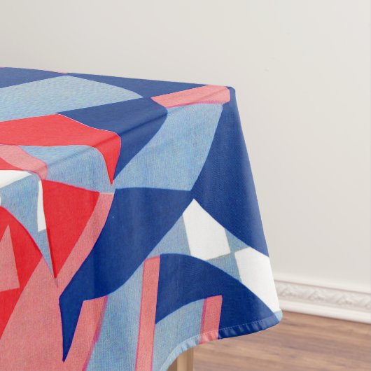 rode witte en blauwe abstracte afdruk #1 tafelkleed (Voorbeeld)