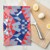 rode witte en blauwe abstracte afdruk #1 theedoek (Quarter Fold)