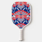 rode witte en blauwe abstracte afdruk pickleball paddle (Achterkant)